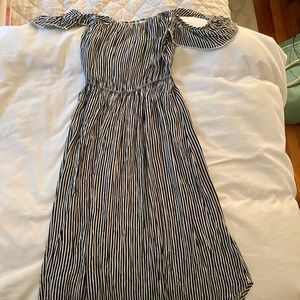 Amuse Society Black & White Striped Midi Dress